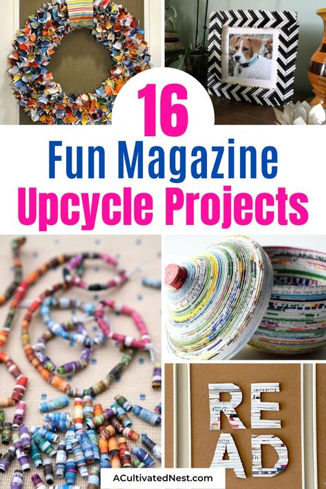 Recycled Magazine Art Projects, Recycled Items Crafts, Art Projects With Magazines, Crafts Made From Magazines, Things To Do With Magazines, Diy Magazine Crafts, What To Do With Magazines, Crafts With Old Magazines, Magazine Recycle Projects