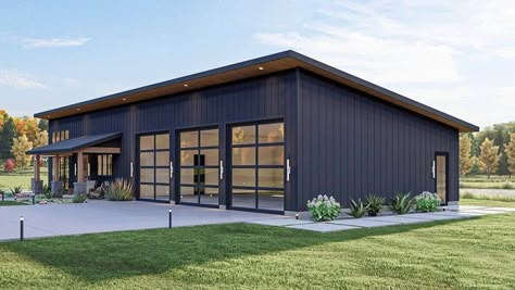 Single Pitch Roof Barndominium, 40x60 Shop With Living Quarters, Barndominium With Garage, Barndominium Garage, Barndo House, Metal Building House, Metal Building House Plans, 5 Car Garage, Barn Plan