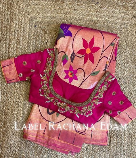 Paithani Saree Blouse Work Designs Latest, Paithani Blouse Work Designs Latest, Kanchipattu Saree Blouse Designs, Pithani Pattu Blouse Designs, Pythani Sarees Blouse Designs, Paithani Saree Blouse Pattern With Work, Paithani Blouse Work Designs, Paithani Saree Blouse Pattern Simple, Paithani Blouse Designs Latest