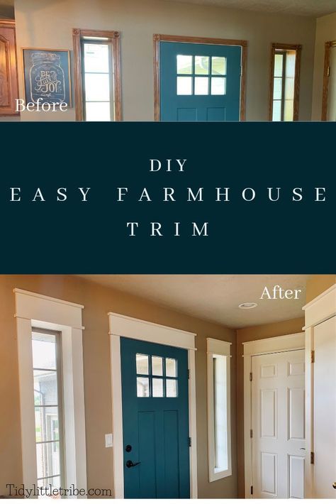 Farmhouse Trim, Diy Home Decor For Apartments, House Trim, Door Trim, Home Upgrades, Updating House, Easy Home Decor, Painted Doors, Diy Easy