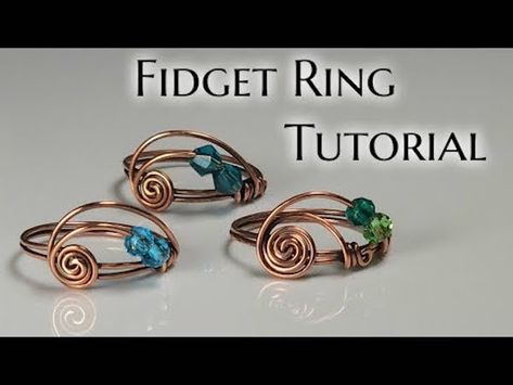 Easy Wire Wrapping Beads, How To Make Wire Bead Rings, Thing A Ma Jig Patterns Tutorials, Diy Fidget Rings Easy, Diy Jewelry Rings Tutorials, Easy Wire Crafts For Beginners, Wire Jewelry Beginner, Diy Wire Ring Designs, Fidget Rings Jewelry Diy