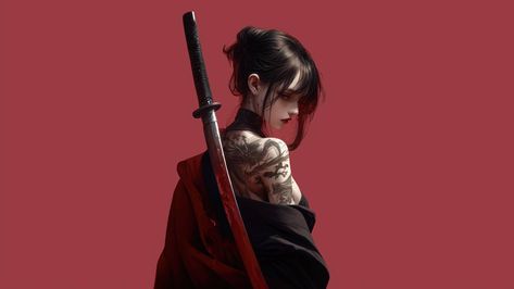 Super Amoled 4k Wallpaper Dark, Female Samurai, Bw Art, Anime Kitten, Arte Ninja, Dark Red Wallpaper, Hd Nature Wallpapers, K Wallpaper, 8k Wallpaper