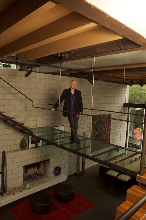 Glass Floors Architecture, Suspended Structure, Suspended Floor, Loft House Design, Glass Bridge, Lobby Interior Design, Renovation Architecture, House Loft, Doors Interior Modern