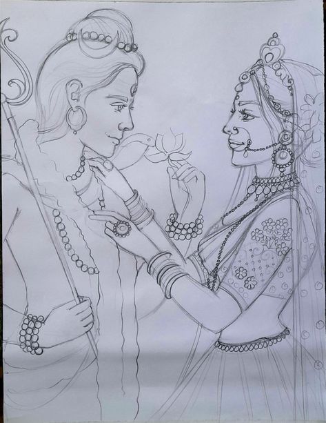 Parvati Drawing, Friendship Sketches, Shiv Parvati, Pencil Drawing Images, Abstract Pencil Drawings, Pencil Sketch Images, Pen Art Drawings, Beautiful Art Paintings, Art Drawings Sketches Pencil