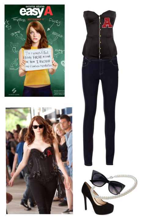 Emma Stone Easy A Costume, Olive Easy A Costume, Easy A Halloween Costume Emma Stone, Easy A Emma Stone, Olive Penderghast Costume, Easy A Outfits Movie, Easy A Costume Olive, 2000s Outfits Party, Single Halloween Costumes Women