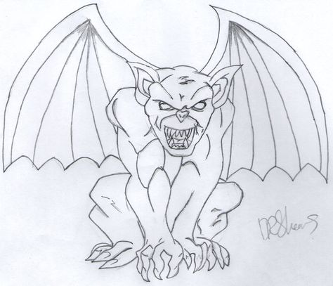 Dad tattoo idea Gargoyle Tattoo Stencil, Gargoyles Drawing, Gargoyle Drawing Easy, Gargoyle Drawing Sketch, Gargoyle Outline, Simple Gargoyle Drawing, Gargoyle Coloring Pages, Cartoon Gargoyle, October Sketches