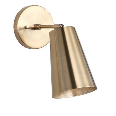 Everly Quinn Parksley Wall 1-Light Armed Sconce Earthy Bedroom, Contemporary Wall Sconces, Iron Body, Bathroom Sconces, Gold Walls, Brass Gold, New Wall, The Master, My New Room