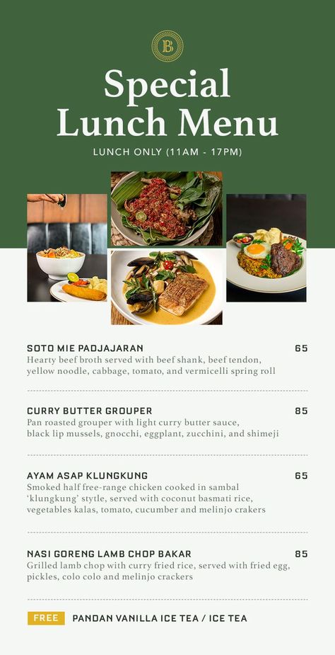 Menu Promotion Design, Buffet Menu Design, Lunch Menu Design, Coconut Basmati Rice, Curry Fried Rice, Yellow Noodles, Job Poster, Beef Shank, Lunch Table