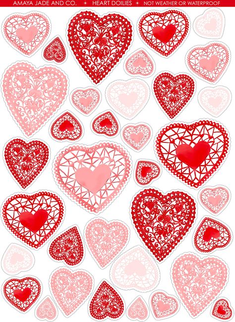 Heart Doilies, Disco Wallpaper, Valentine Art, Sophisticated Art, Valentines Day Clipart, Valentine Stickers, Wallpaper Iphone Neon, Crafts Cards, Paper Doilies