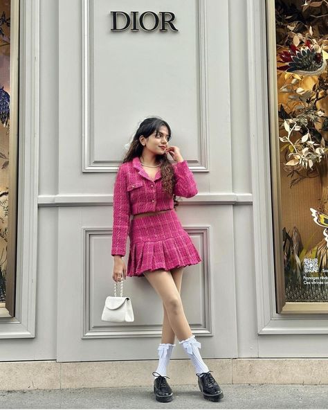 Hansika krishna #dior #gilryvibes #photopose #stylebyshan #pinklove Hansika Krishna, Dior Girl, German Dress, Girls Dresses Diy, Fun Photoshoot, Pink Love, Casual Style Outfits