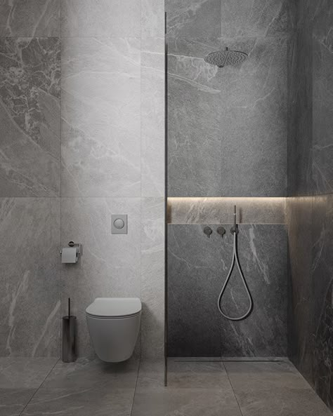 AMSTRDM on Behance Bathroom Interior Design Marble, Bathroom Interior Design Tile, Bathroom Modern Luxury, Apartment Bathroom Design, Bathroom Grey, Bathroom Design Small Modern, Minimalist Showers, Bathroom Interior Design Modern, Hospital Interior