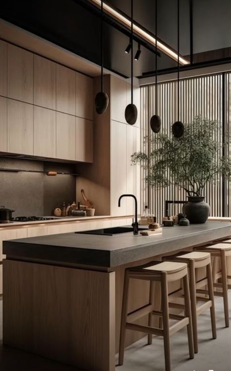 Dapur Skandinavia, Japandi Kitchen Ideas, Japandi Style Kitchen, Modern Kitchen Design Trends, Japandi Kitchen Design, Japandi Kitchen, Japandi Interior Design, Desain Pantry, Minimalist Kitchen Design