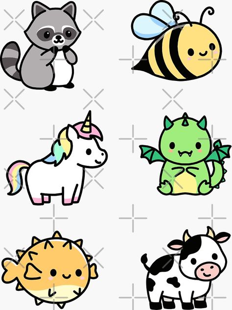 Cute Diy Stickers Drawing, Cute Simple Drawings Animals, Cute Animals Painting Easy, Cute Drawing Ideas Easy Animals, Cute Animal To Draw, Cute And Easy Animal Drawings, Cute Ideas For Stickers, Cute Doodle Animals, Littlemandyart Sticker