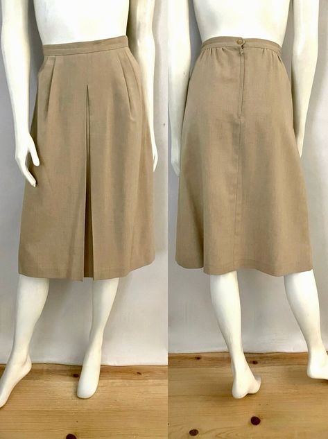 Retro Beige Lined Skirt, Classic Beige A-line Skirt, Beige A-line Pleated Lined Skirt, Beige Full-length Lined Skirt, Vintage Beige Cotton Skirt, 70s Skirt, Vintage 70s, A Line Skirts, Daily Wear