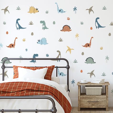 Dinosaur Wall Stickers | Dinosaur Wall Decals for Kids’ Bedroom, Nursery, Playroom | PVC-Free, No Odour | Reusable Peel & Stick Fabric Decal Superhero Wall Stickers, Stickers Dinosaur, Dinosaur Wall Decals, Dinosaur Room, Dinosaur Wall Stickers, Polka Dot Walls, Fabric Wall Decals, Nursery Playroom, Toddler Rooms