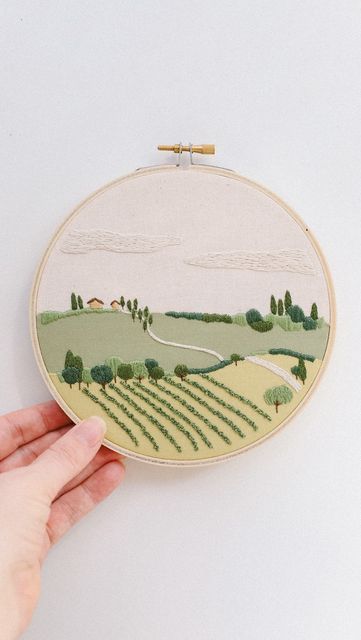 Embroidery Using Fabric Scraps, Fun Embroidery Ideas, Handwork Ideas, Embroidery Landscape, Diy Embroidery Projects, Landscape Embroidery, Fun Embroidery, Embroider Ideas, Pdf Embroidery Pattern