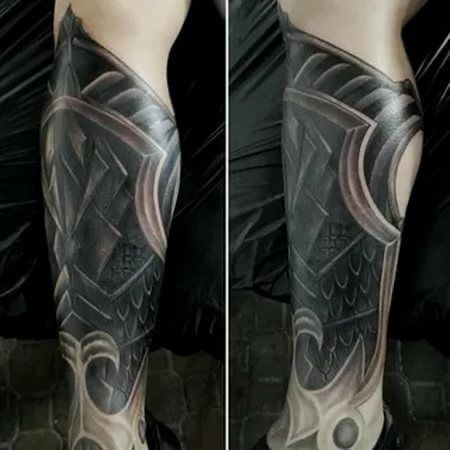 Armour Tattoo, Armor Tattoo, Iron Maiden Eddie, Iron Man Armor, Tattoo Sleeve Designs, Tattoo Sleeve Men, Anime Dragon Ball Super, Leg Tattoos, Dragon Ball Super