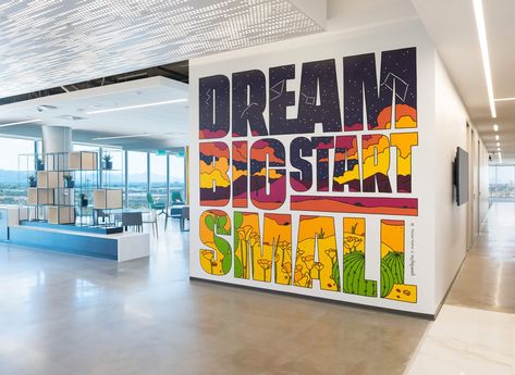 youbringfire • • • Dream Big Mural Painted Mural, Hallway Inspiration, School Murals, Studio M, Sunset Colors, Inspiration Boards, Paint Markers, Design Agency, Dream Big