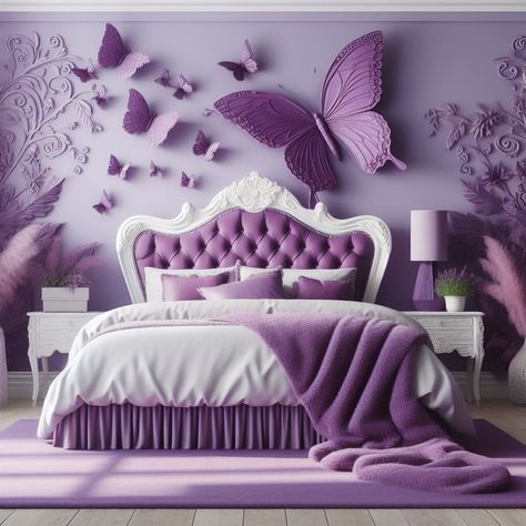 Purple Room Decor Ideas Bedrooms, Chair Design For Bedroom, Purple Room Design, Lilac Room, Living Room And Dining Room Decor, Luxury Bedroom Interior, Comfortable Bedroom Decor, Purple Room Decor, Elegant Bedroom Decor