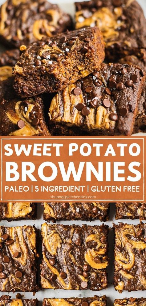 Flourless Brownie Recipe, Resep Vegan, Healthy Fudge, Healthy Holiday Desserts, Sweet Potato Dessert, Potato Brownies, Paleo Brownies, Gluten Free Sweet Potato, Sweet Potato Brownies