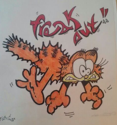 Garfield Fanart Human, Silly Cartoon Drawings, High Garfield, Garfield Sketch, Garfield Fanart, Garfield Tattoo, Garfield Drawing, Garfield Art, Garfield Pictures