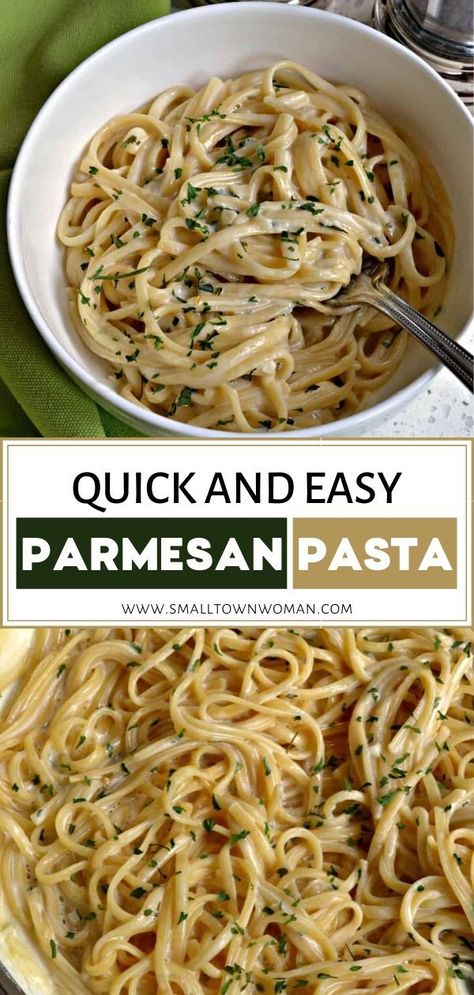 A quick and easy pasta recipe made with just a few ingredients! Parmesan Pasta is a lusciously creamy one-pot meal your whole family will surely love. It comes together in less than thirty minutes with less than five minutes of prep time. The perfect dinner for busy weeknights! Pasta Recipes Few Ingredients, Easy Pasta Dishes With Few Ingredients, Easy Pasta Recipes Few Ingredients, Creamy Garlic Parmesan Pasta, Garlic Parmesan Pasta, Easy Pasta Recipe, Italian Chopped Salad, Easy Chicken Parmesan, Roasted Pork Tenderloins