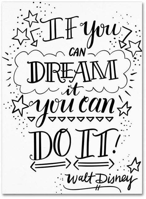 Trademark Global Elizabeth Caldwell 'Dream It Do It' Canvas Art - 24" x 32" Calligraphy Quotes Doodles, Dream It Do It, Walt Disney Quotes, Quotes Dream, Doodle Quotes, Bullet Journal Quotes, Handlettering Quotes, Disney Dreams, Calligraphy Quotes