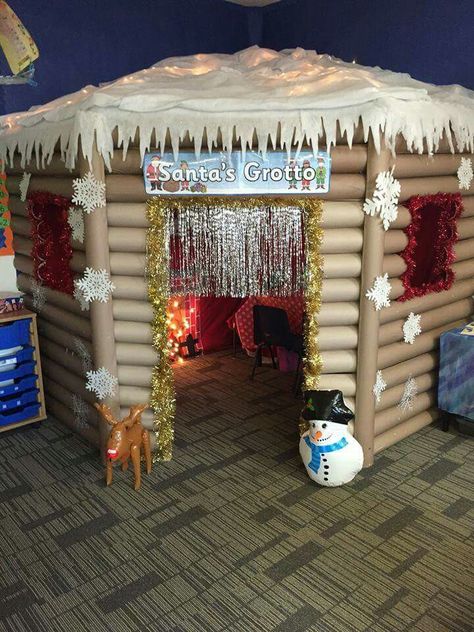 How To Make A Santa Grotto, Santa Grotto Ideas School, Santa Grotto, Grotto Ideas, Christmas Fayre Ideas, Santas Grotto, Work Cubicle Decor, Santa's Grotto, Grotto Design