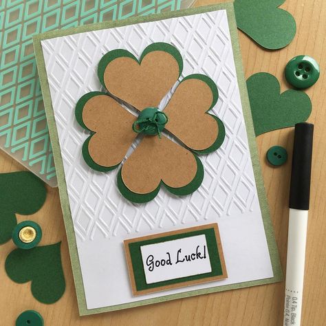 New Job Gift Basket, Good Luck Wishes, St Patricks Day Cards, Homemade Ideas, New Job Card, Cards Homemade, Good Luck Cards, Hand Crafted Cards, Birthday Cards For Boys