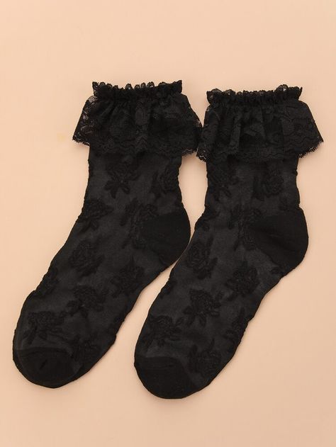 Cute Socks Aesthetic, Goth Socks, Socks With Sneakers, Lace Trim Socks, Gothic Socks, Socks Aesthetic, Socks Style, Sock Outfits, Leggings And Socks