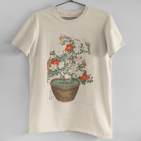 Vintage Potted Blooming Azalea Tee Brand New! Our In House T-Shirts Are High Quality And Printed On Demand. This Tee Features Light Natural Tan Color, Vintage Print Of Blooming Azalea In Brown Pot, Lovely Orange Toned Flowers, Relaxed Unisex Fit, And 100% Cotton. Size S-Xl Available (Model Is Wearing A Size M) Flower Print Shirt, Cycling Tops, Bell Sleeve Shirt, Half Sleeve Shirts, Vintage Princess, Clothes Aesthetic, Floral Tee, Thrift Finds, Tommy Hilfiger Shirts