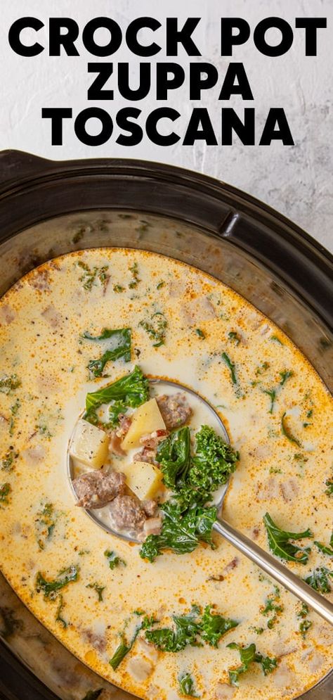 Olive Garden Sausage Soup, Olive Garden Potato Soup, Copycat Soup, Zuppa Toscana Soup Olive Garden, Sausage Potato Soup, Sausage And Kale Soup, Olive Garden Copycat, Zuppa Toscana Soup, Crock Pot Potatoes