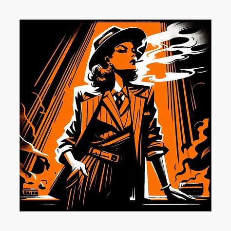 Get my art printed on awesome products. Support me at Redbubble #RBandME: https://www.redbubble.com/i/photographic-print/Noir-Female-Criminal-in-a-Smoky-Bar-Vintage-Retro-by-RESToRAPTOR/157544254.6Q0TX?asc=u Detective Noir Art, Victorian Detective Art, 1940s Female Detective, 1930 Detective, Cowboy Comic, Detective Noir, Gangsta Paradise, Detective Comics Vintage, Noir Aesthetic