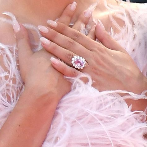 Pink Diamond Ring Engagement, Lady Gaga Engagement Ring, Celebrities Nails, Pink Rings, Pink Sapphire Engagement Ring, Pink Engagement, Pink Diamond Engagement Ring, Pink Engagement Ring, Celebrity Engagement Rings