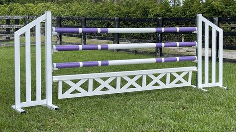 horse jumps for sale Jumping Poles Painting, Horse Jump Pole Designs, Jump Fillers, Pole Painting, Jump Wings, Cross Country Jumps, Filler Ideas, Wellington Florida, Horse Jumps