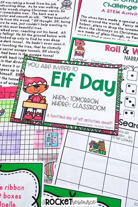 Elf themed classroom activities to keep your students engaged and learning during the holidays! With elf math, a Christmas stem activity, Christmas writing, and more, your students will love all the themed fun! Christmas Classroom Activities 5th Grade, Grade 3 Christmas Activities, Christmas Writing Activities 3rd Grade, Elf Math Activities, Christmas Writing Activities First Grade, Christmas Classroom Activities 4th Grade, Christmas Activities 3rd Grade, Middle School Holiday Activities, Elf Activities For Kids Classroom