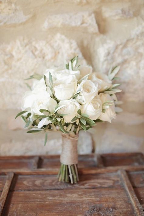 Gardenia Wedding, Small Wedding Bouquets, Simple Wedding Bouquets, White Roses Wedding, Bridal Bouquet Flowers, White Bridal Bouquet, White Wedding Bouquets, White Wedding Flowers, Olive Trees