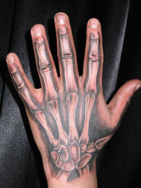 Hand bones tattoo by Matt Hixson, via Flickr Hand Bones Tattoo, Bone Hand Tattoo, Bones Tattoo, Hand Tattoo Images, Hand Bones, Skeleton Finger, Side Hand Tattoos, Skull Hand Tattoo, Bone Tattoo