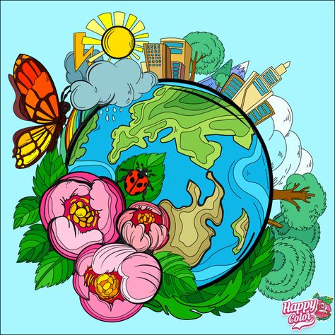 World Environmental Day Posters, Earth Drawing Creative, Environment Drawing Ideas, Save Environment Poster Drawing, Earth Art Drawing, Save Water Poster Drawing, Earth Day Drawing, Project Cover, Mother Earth Art