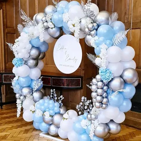 Temu | Explore the Latest Clothing, Beauty, Home, Jewelry & More Blue And White Balloon Arch, White Balloon Arch, Winter Wonderland-party, Party Ballons, Blue Party Decorations, Christmas Balloon Decorations, Winter Shower, Winter Wonderland Birthday, Gender Reveal Balloons