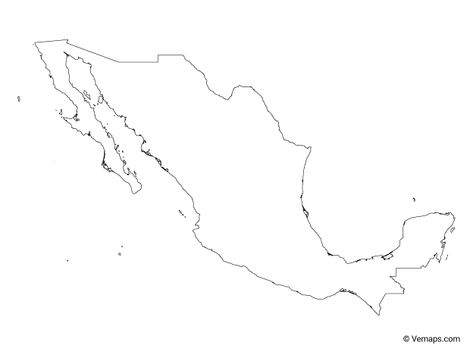 Outline Map of Mexico America Outline, Create Worksheets, Mexico City Map, Map Of Mexico, New Mexico Map, Mexico Pictures, Mexico Blue, Cartoon Silhouette, Curved Arrow