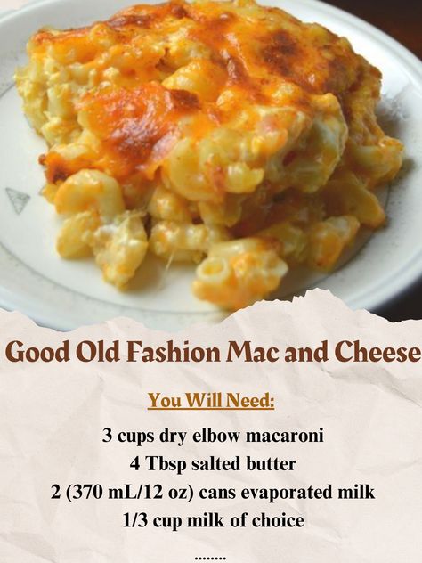 Old Fashion Mac And Cheese, Old Fashioned Mac And Cheese Recipe, Mac And Cheese Ingredients, Baked Mac And Cheese Recipe, Baked Mac N Cheese, Cheesy Pasta, Baked Mac, Elbow Macaroni, Grandmas Recipes