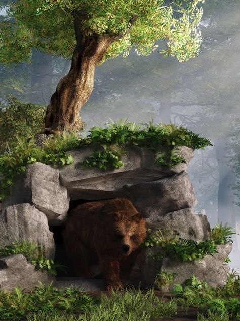 Bear Cave, Prehistoric Wildlife, Cave Bear, Caracter Design, Art Assignments, Background Frame, House In Nature, Forest Mountain, Brown Fur