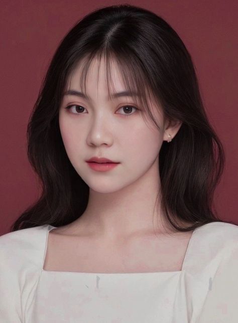 Korean Shifting Faceclaim, Round Face Kpop Idols, Korean Face Claims, Asian Hairstyles Round Face, Formal 2x2 Id Picture, Female Ulzzang, Korean Bangs, Kpop Photoshoot, Yearbook Photoshoot