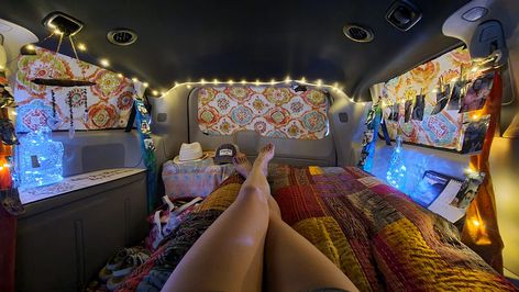 I created fun and colorful boho style window covers for stealth camping and privacy for living in my 2019 Dodge Grand Caravan minivan camper conversion and thought you might like to know how I made them! Link will take you to my youtube tutorial! Living In Minivan, Dodge Grand Caravan Custom, Suv Living Conversion, Dodge Caravan Camper Conversion, Dodge Grand Caravan Camper, Suv Living, Bohemian Camper, Dodge Caravan Minivan, Suv Camper Conversion