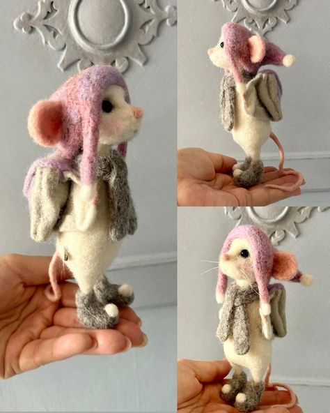 Felted Mouse Tutorial, Needle Felted Animals Tutorial, Mouse Reference, Needle Felting Animals, Needle Felted Mice, Wool Toys, Needle Felted Mouse, Felted Mouse, Needle Felting Diy