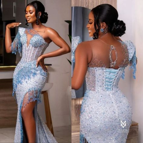 Icy Blue Prom Dress Black Women, Plus Size Fancy Dresses, Matric Dress, Matric Dance Dresses, Blue Mermaid Prom Dress, African Bridal Dress, Nigerian Lace Styles Dress, Matric Dance, Mermaid Prom Dresses Lace