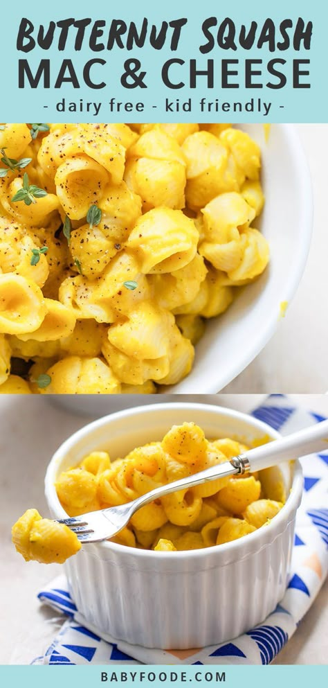 Healthy Dinners For Kids, Mac And Cheese Healthy, Squash Mac And Cheese, Butternut Squash Mac, Vegan Butternut Squash, Butternut Squash Mac And Cheese, Dairy Free Dinner, Baby Led Weaning Recipes, Weaning Recipes