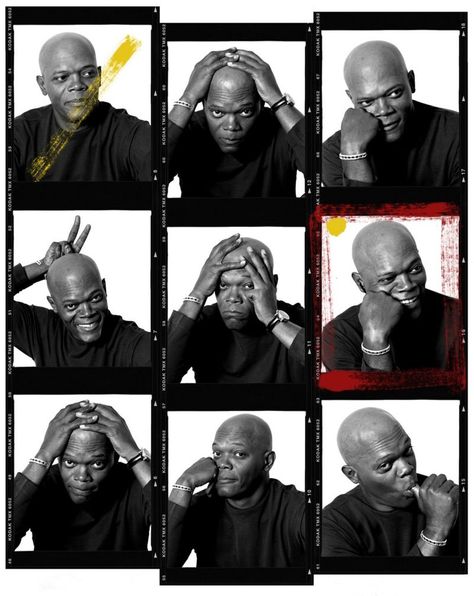 Contact Sheet Photography, Portrait Expression, George Clooney Images, Andy Gotts, Michael Palin, Contact Sheet, Samuel L Jackson, Photography Exhibition, Image Caption