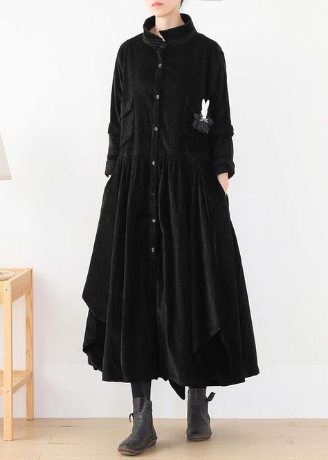 Long Cotton Coat, Trench Coats Women Long, Casual Trench Coat, Cozy Clothes, Black Outerwear, Commuter Style, Fall Outerwear, Winter Trench Coat, Dark Style